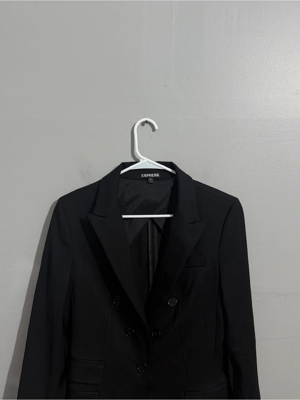 Express Blazer Womens 10 Black Double Breasted Peak Lapel Structured Jacket